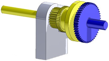 Shaft, mounting bracket, and gear assembly sized in this analysis